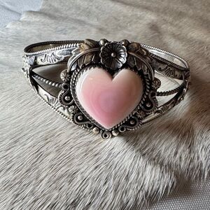 Sterling Silver Pink Conch Heart Bracelet